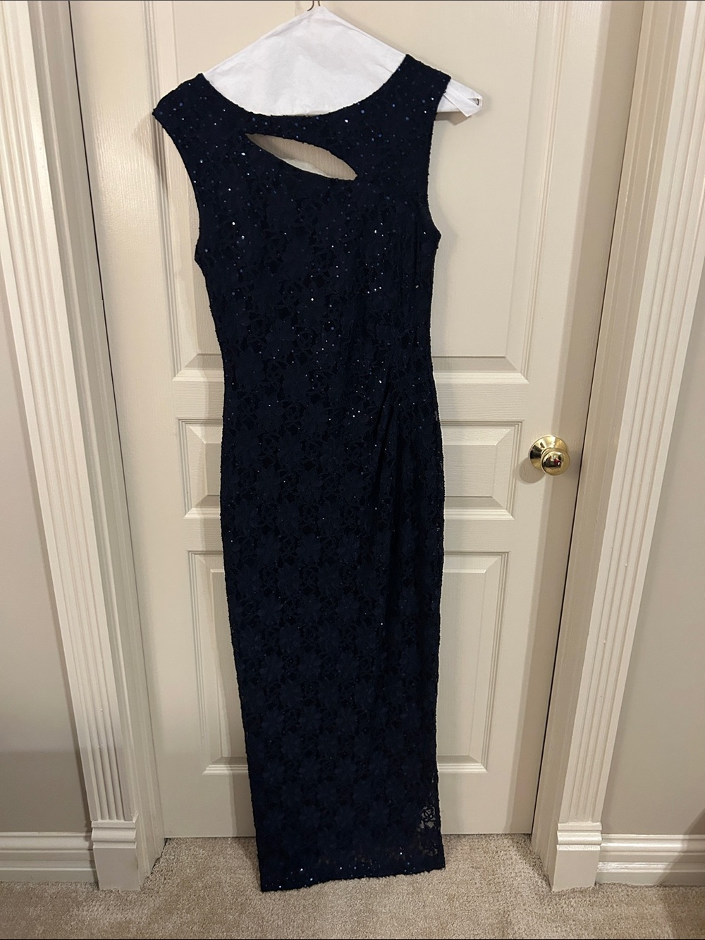 connected apparel Navy Lace Cutout Maxi Dress